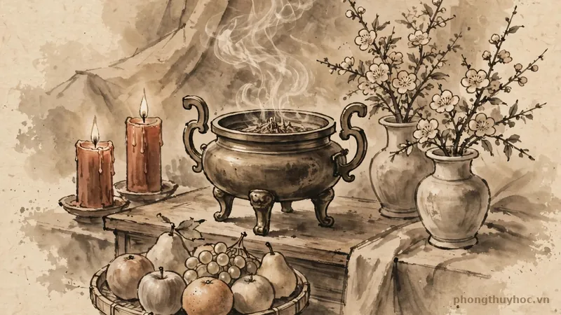 Minh họa bai tri - Phong thủy bàn thờ gia tiên