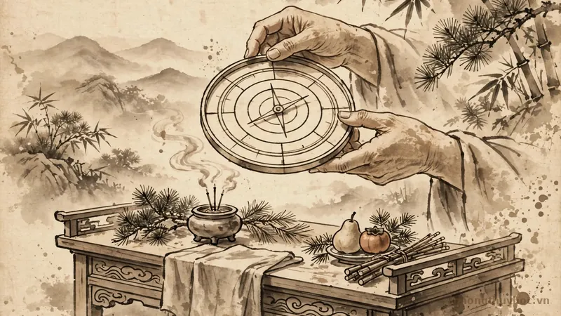Minh họa huong dat - Phong thủy bàn thờ gia tiên